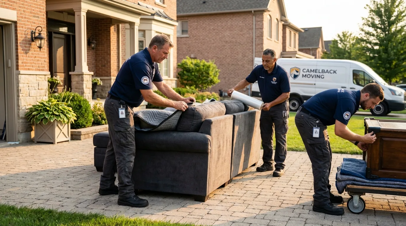 Large estate moving crew wrapping furniture in Titusville, FL